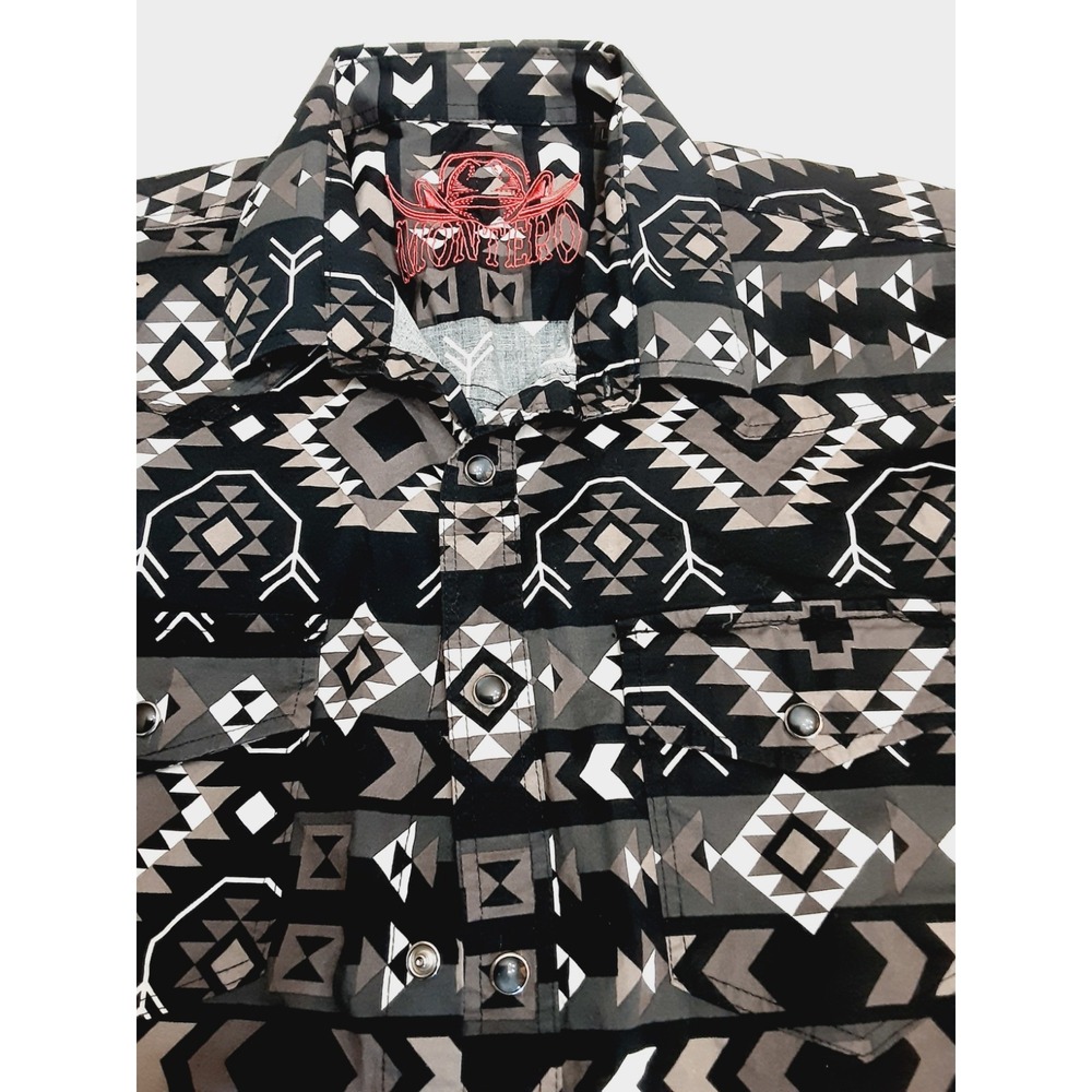 Montero Snap Button Up Shirt Mens Size Large Aztec Southwest Geometric Cowboy